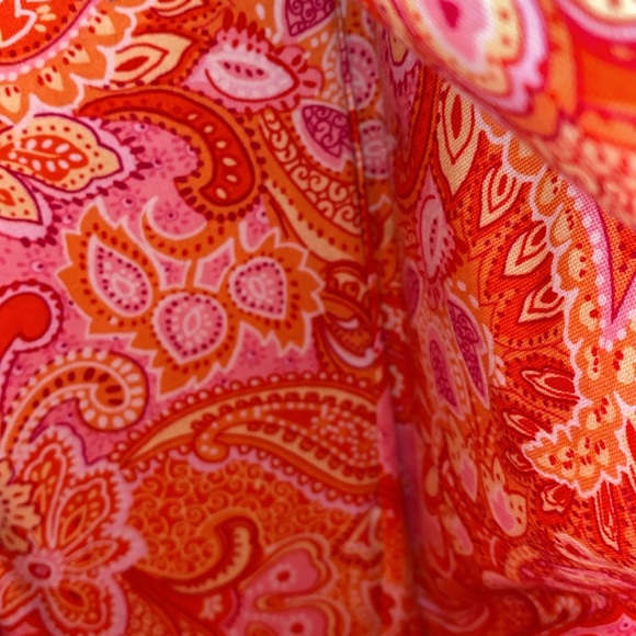 Vera Bradley Pink Tangerine Orange Quilted Zip Top Shoulder VB Bag Flat Bottom - Picture 10 of 16